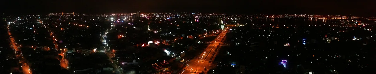 Panorama of the Da Nang city skyline and Han River at night