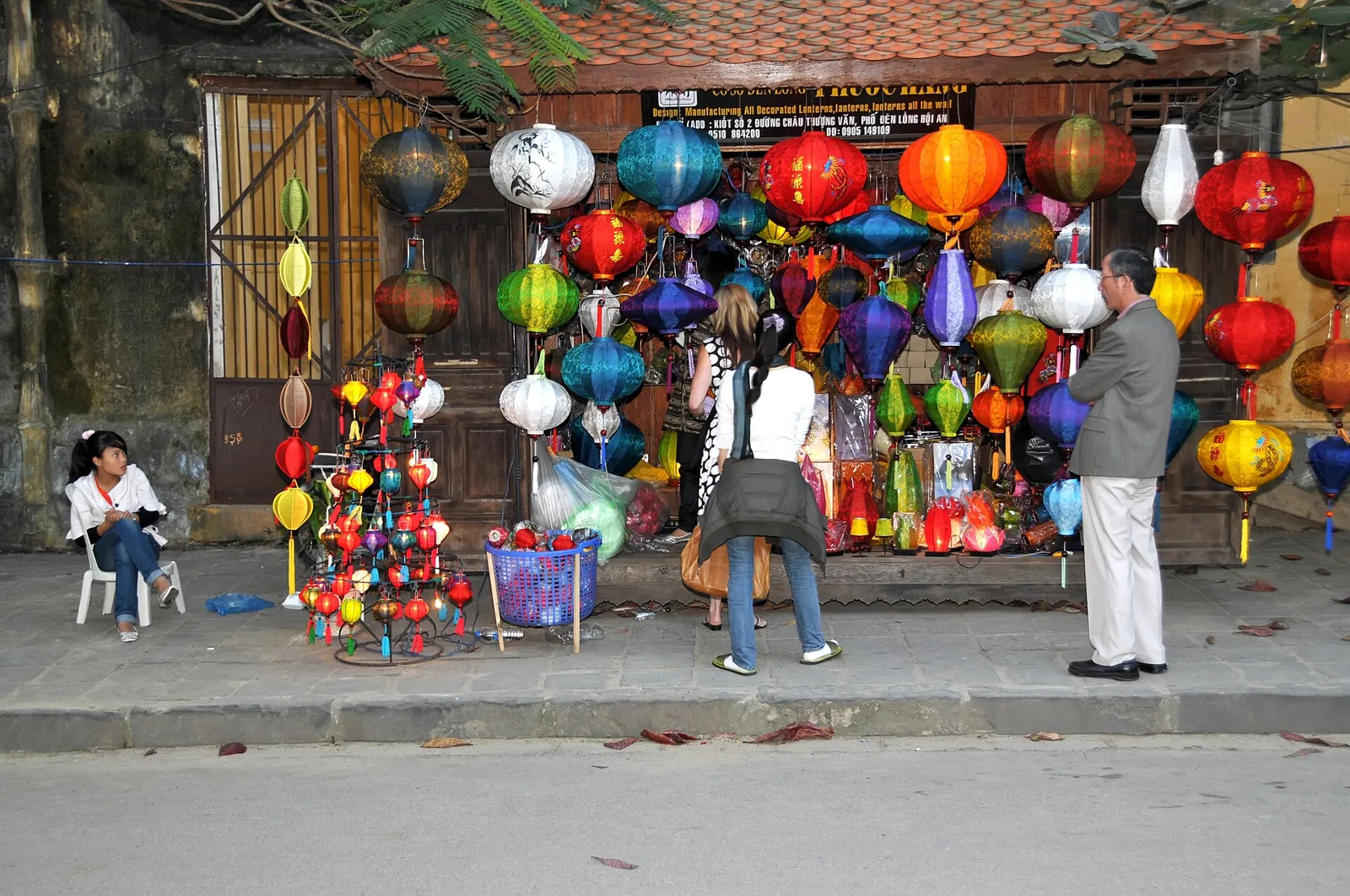 Colourful silk lanterns hanging over a street in Hoi An Ancient Town Colourful silk lanterns hanging over a street in Hoi An Ancient Town