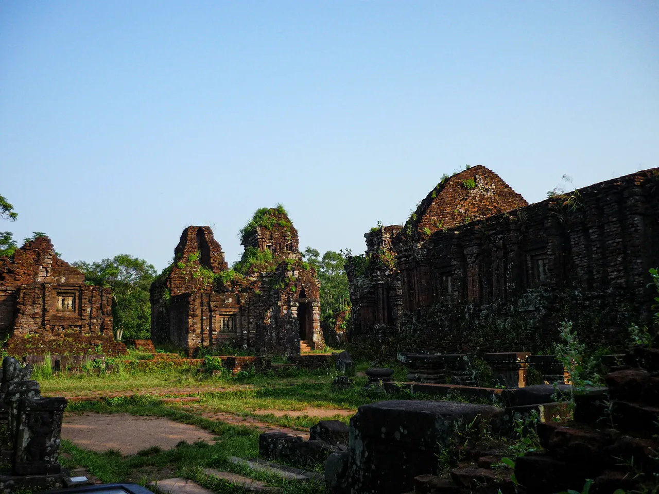 Red-brick Cham temple towers at My Son Sanctuary, Vietnam