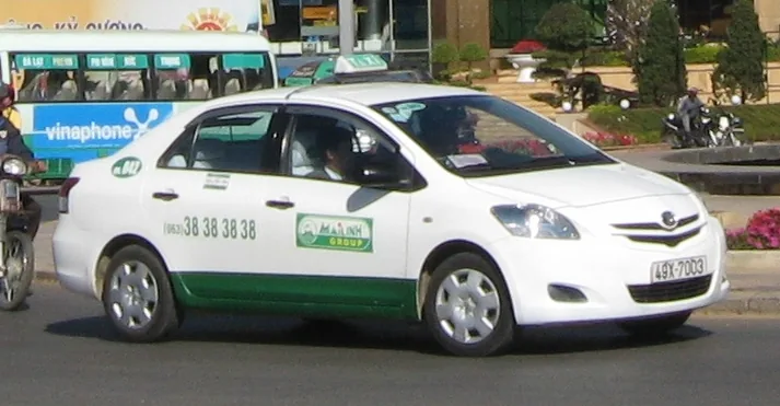 Official metered Mai Linh taxi in Vietnam