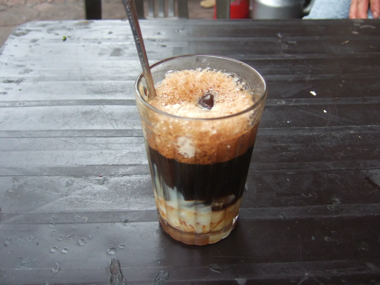 A glass of Vietnamese iced coffee