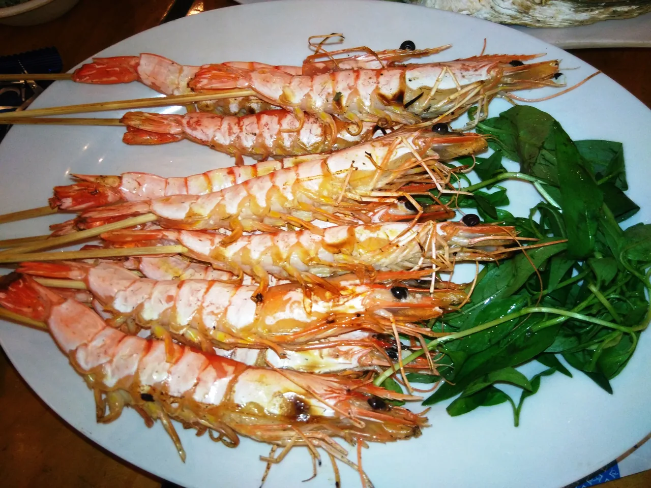 Grilled prawns at a Da Nang beachfront seafood hall
