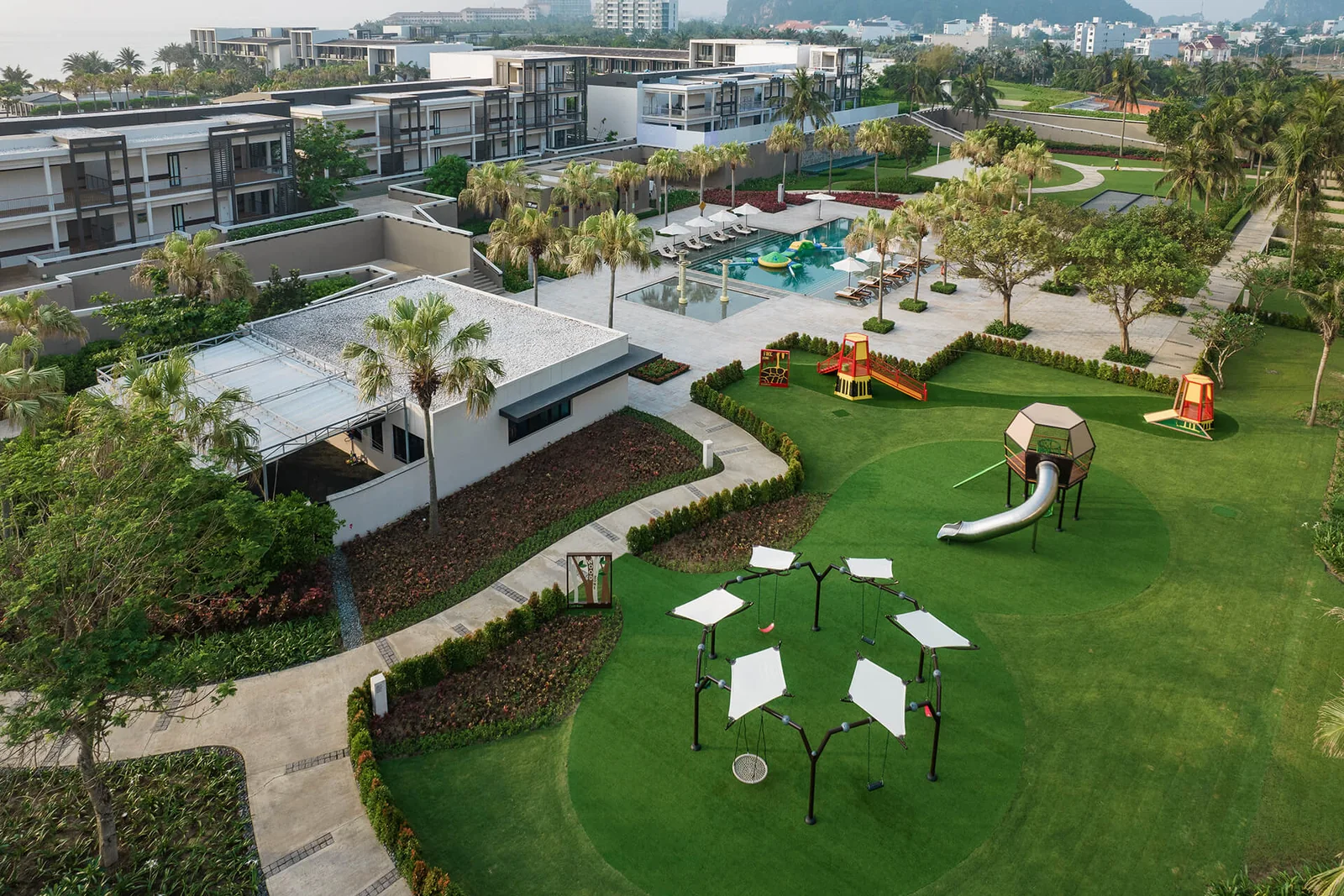 The outdoor play area at Camp Hyatt, the kids' club at Hyatt Regency Danang Resort and Spa